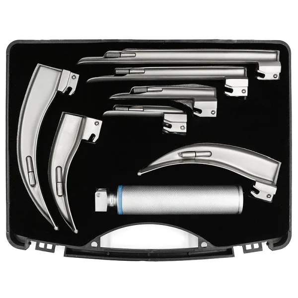 DHS-27-70. Ларингоскоп Макінтош+Міллер, набір з 7-х клинків зігнутих.